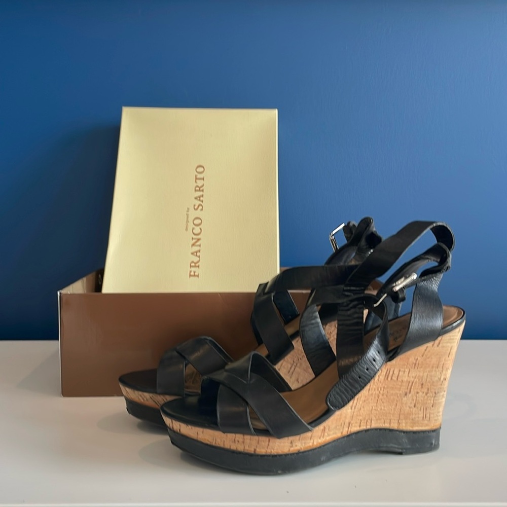 Franco Sarto Black Wedge Sandals